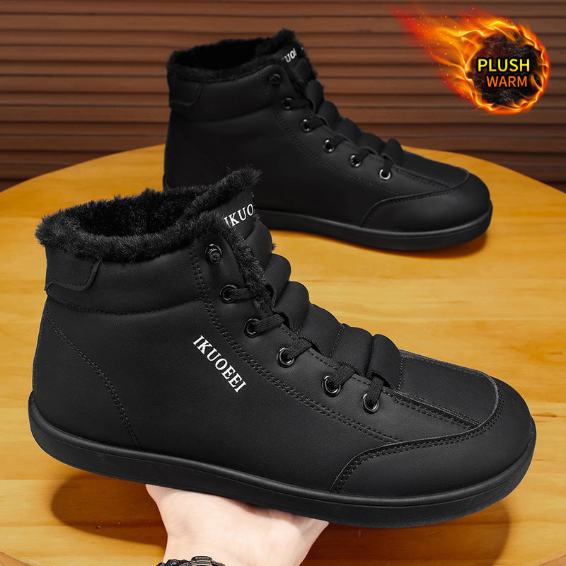 Mid Top Wide Last Cotton Shoes with Plush Warm Lining