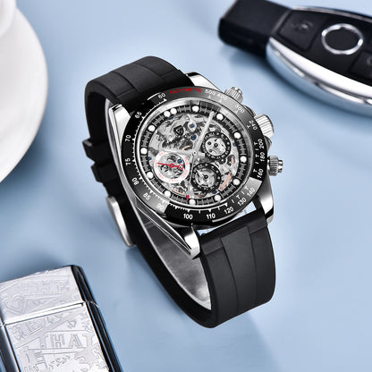 Pagani Design 1653 Men's Automatic Watch - Multifunction Skeleton Mechanical Timepiece
