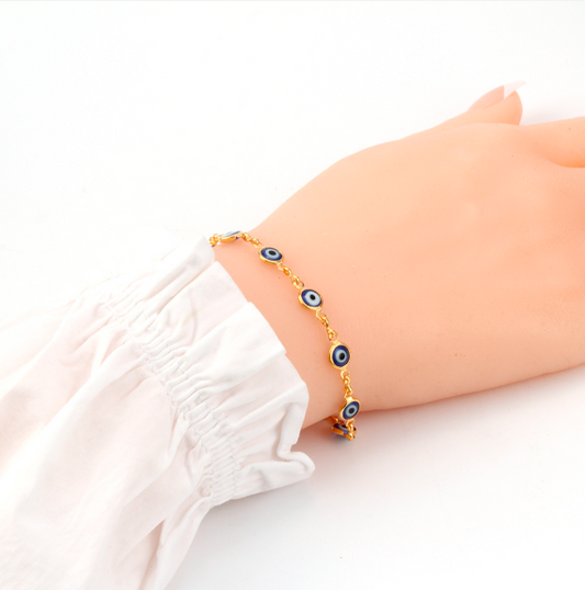 Trendy Women's Gold Chain Evil Eye Bracelet (Nazar Amulet Jewelry)