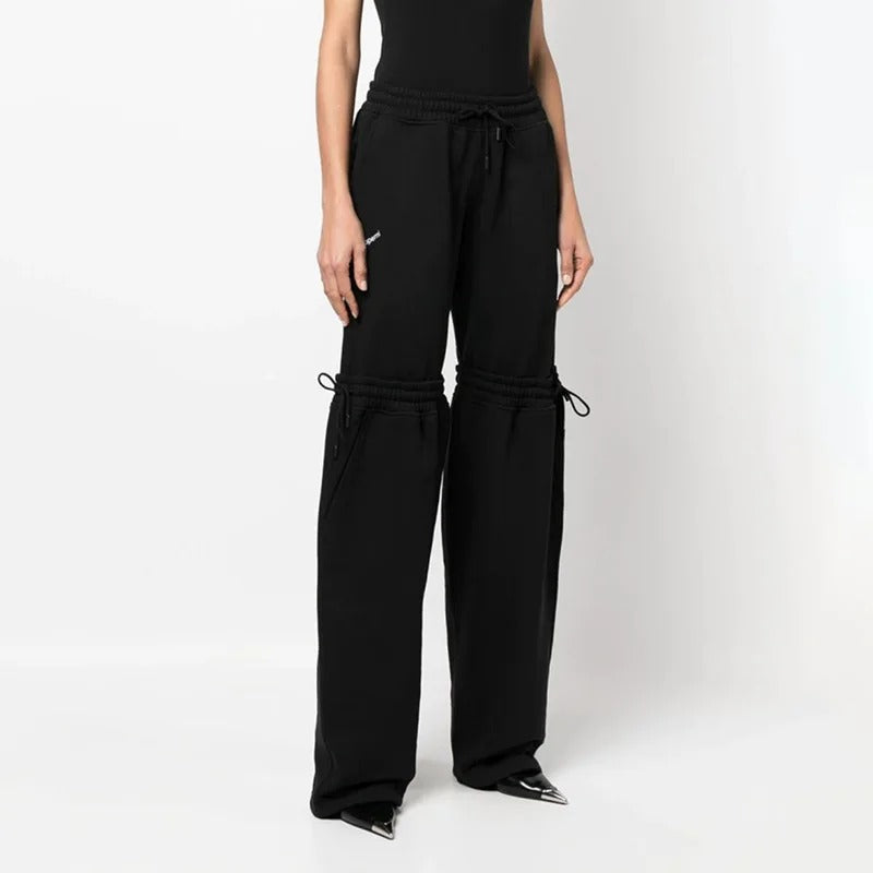 Trendy Wide-Leg Drawstring Bandage Trousers – Stylish Loose Fit Lounge Pants for Women