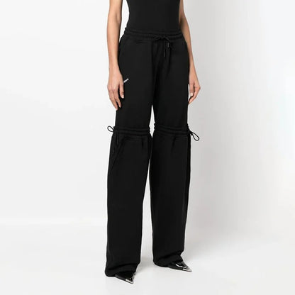 Trendy Wide-Leg Drawstring Bandage Trousers – Stylish Loose Fit Lounge Pants for Women