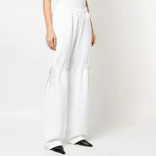 Trendy Wide-Leg Drawstring Bandage Trousers – Stylish Loose Fit Lounge Pants for Women