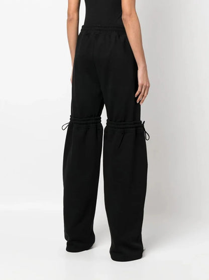 Trendy Wide-Leg Drawstring Bandage Trousers – Stylish Loose Fit Lounge Pants for Women