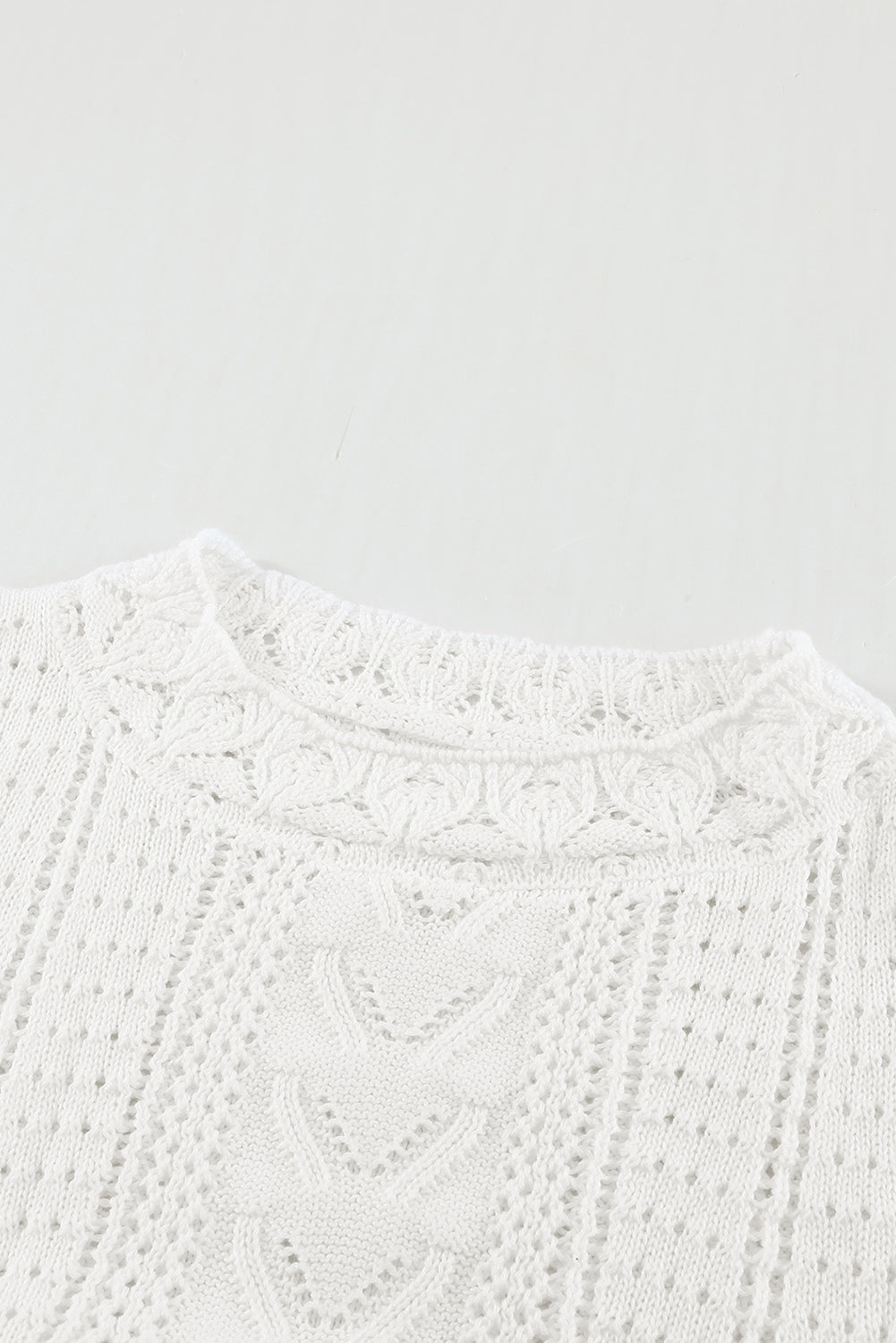 Boho Chic Crochet Knit Sweater - Breezy White Pointelle Pullover