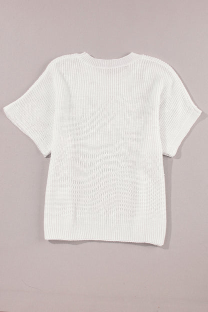 Minimalist Flower Embroidered Pullover - Stylish Knitwear for Women